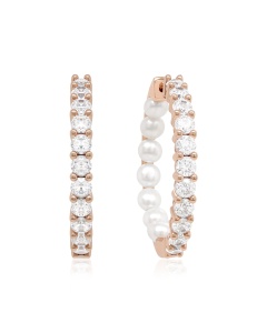 Freshwater Pearl Tennis Earrings Rose-gold plated