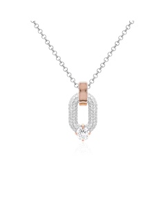 Oval Drop Link Necklace Set Crystal