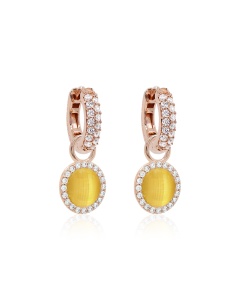 Honey Drop Cat Eye & Sparkling Calssic Earring Set Rose Gold plated 