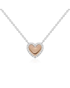 Bubbly Heart Necklace Rhodium/rose gold plated