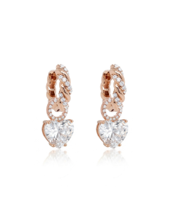 Sparking Knoty & Forever Heart Charm Earring Set Rosé Gold-Plated Crystal