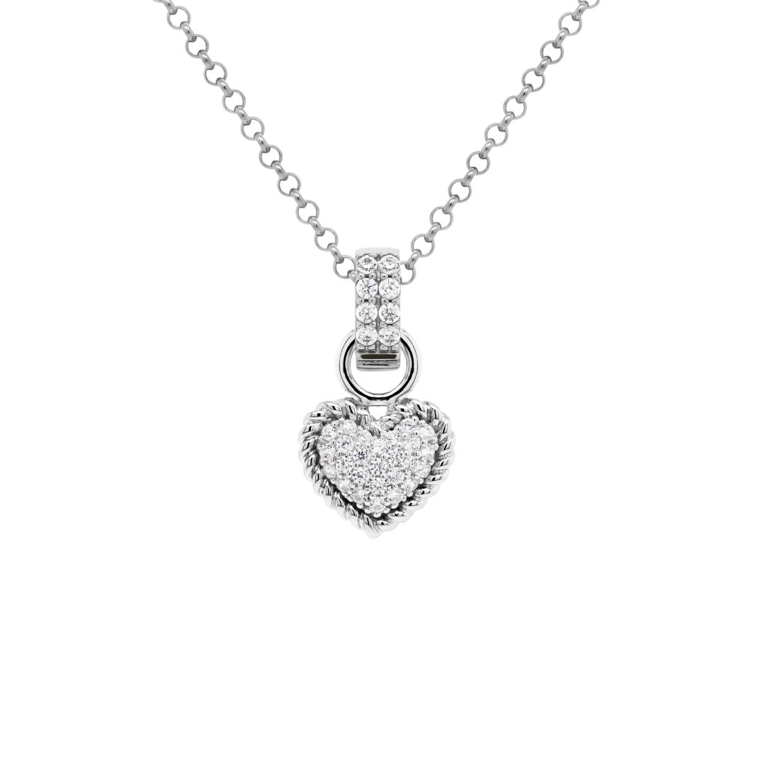 Triple Stone Heart Collier Necklace | Sterling silver | Pandora NZ