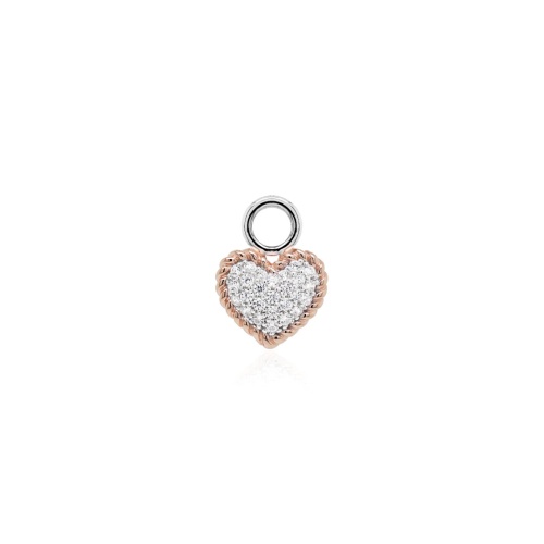 Pave Heart Charm Rhodium & Rose Gold-plated