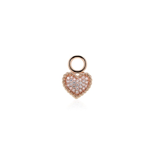 Pave Heart Charm Rose Gold-plated