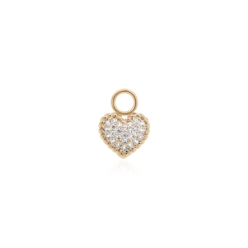 Pave Heart Charm Yellow Gold-plated