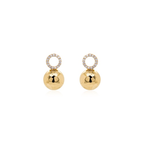 Earring charms Crystal Ball Yellow gold-plated