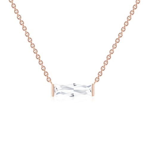 Princess Baquette Necklace Rose Gold Crystal