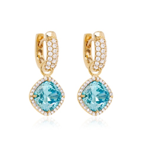 Fancy Stone Charm Earrings Yellow gold-plated Light Turqouise
