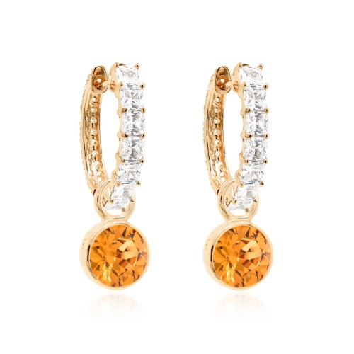 Two-sided Charm Earrings Yellow gold-plated Golden Topaz