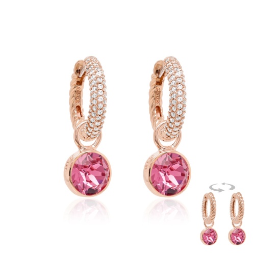 Round charm&Knotty Two-sided earring set Rose