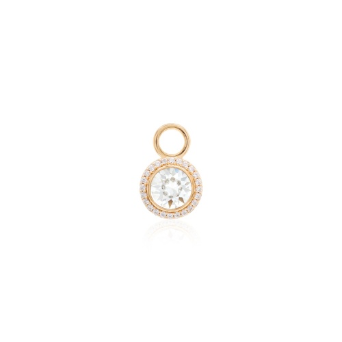 Round Earring Charm Yellow gold-plated Crystal
