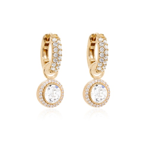 Round Charm Classic Earrings Yellow gold-plated Crystal