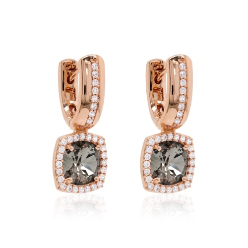 Fancy Stone Earrings Rose gold-plated Black Diamond