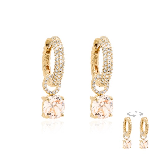 Knotty Two-sided Light Silk charms earring set Yellow gold-plated