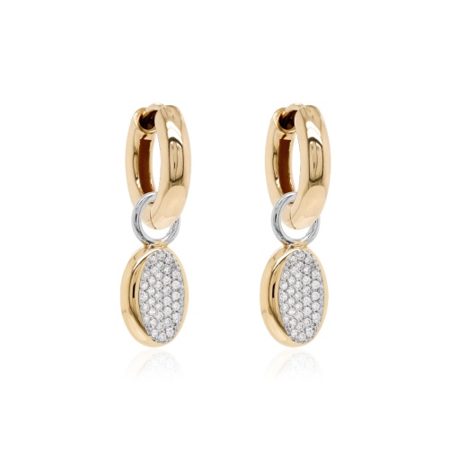 Classical Oval Pavé Earring Set Yellow gold-plated