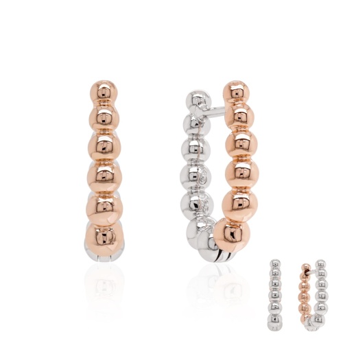 Bubbly Two-sided Base Earrings Rose Gold - Rhodium