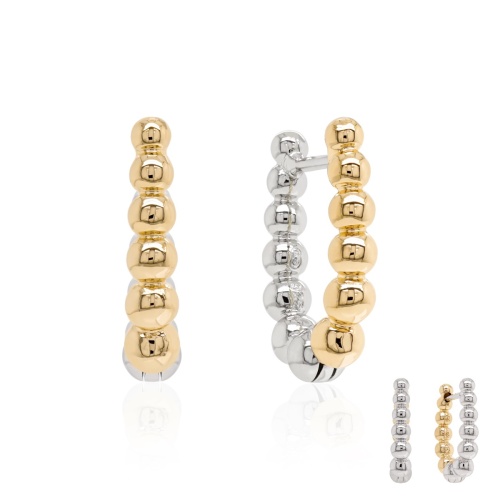 Bubbly Two-sided Base Earrings Yellow Gold - Rhodium
