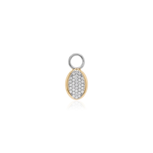 Oval Pavé Necklace Charm Yellow gold-plated