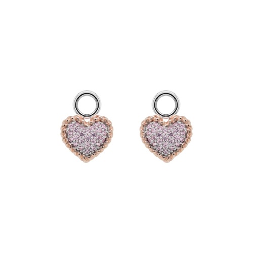 Pave Heart Earring Charms Pink