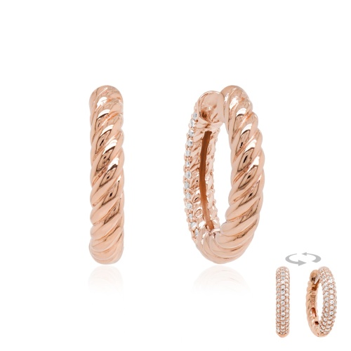 Knotty Two-sided Base earrings Rose-gold plated