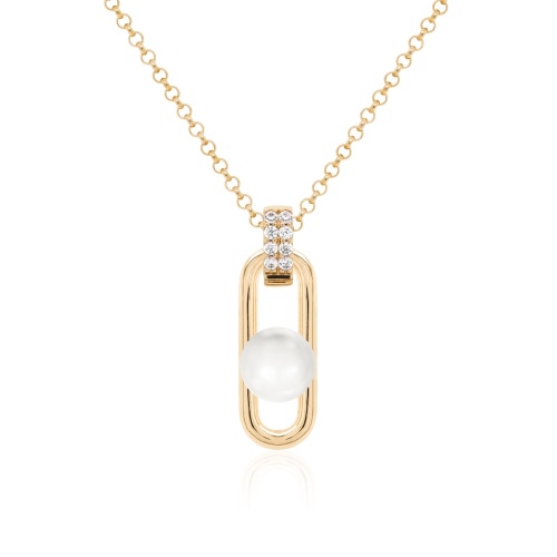 Fabulous Pearl Link Necklace Yellow-gold plated