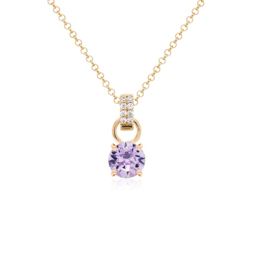 Mini Charm Necklace Set Yellow gold-plated Lavendel