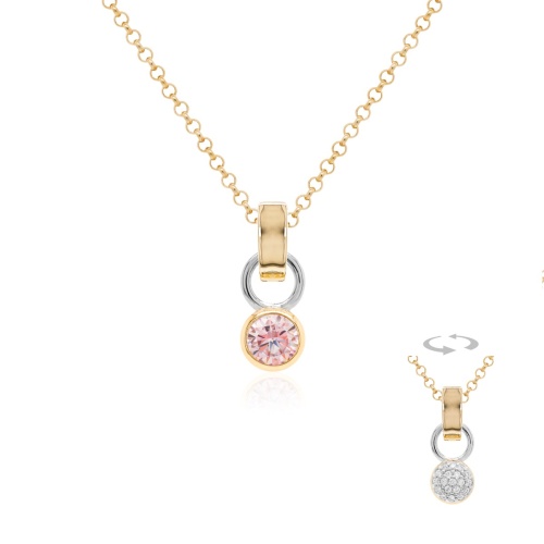 Tiny Necklace Set Fancy Morganite Yellow gold-plated