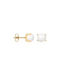 Classic Freshwater Pearl studs 8mm Yellow gold plated