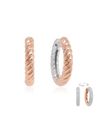 Knotty Two-sided Base earrings Rhodium/Rose-gold plated