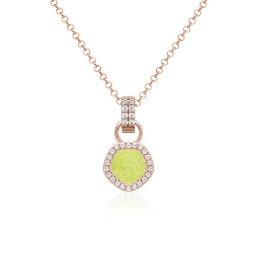 Sparkling Lime Enamel Necklace Set Rose Gold Plated  
