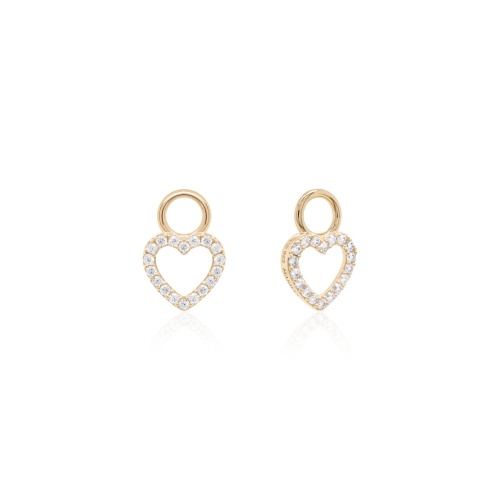Petite Pavé Heart Earring Charms Yellow gold-plated