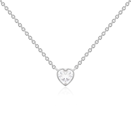 Zirconia Petite Heart necklace Rhodium gold-plated