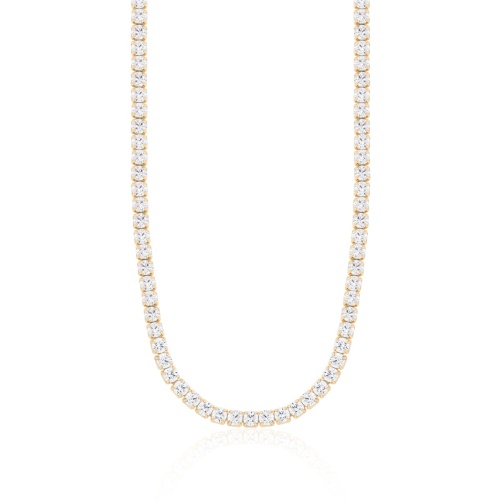 Bold Tennis Necklace Yellow Gold Plated