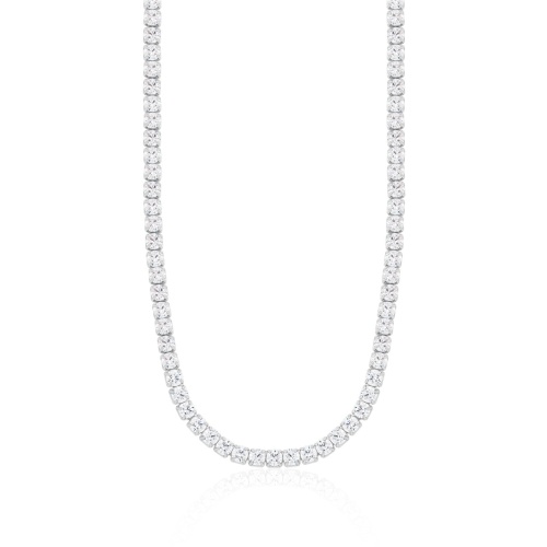 Bold Tennis Necklace Rhodium Plated