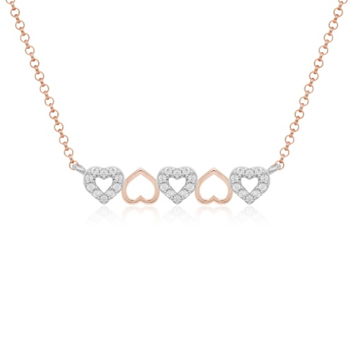 Duo Amour Necklace Rhodium/Rose Gold Plated