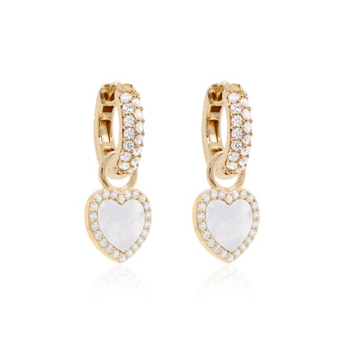 MOP Heart Earring Set Yellow Gold-plated