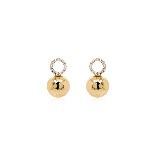 Earring charms Crystal Ball Yellow gold-plated