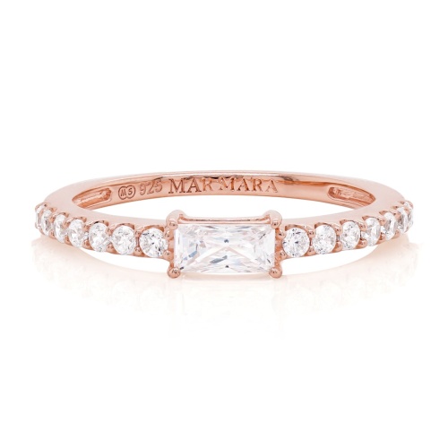 Princess Baguette Ring Rose Gold-plated