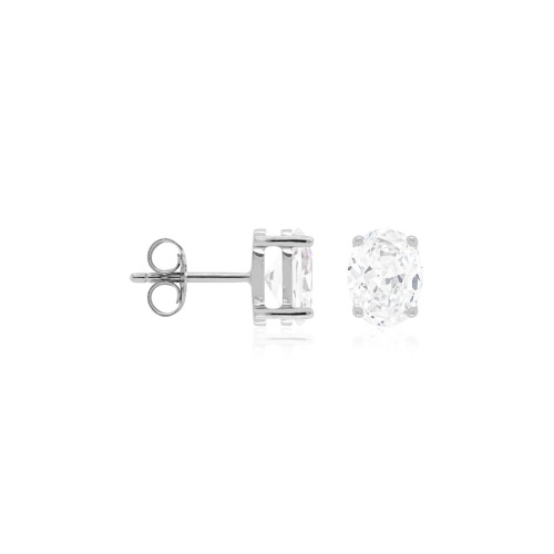 Classical Oval Cut Stud Earrings Rhodium plated