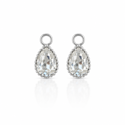 Crystal Pear charms Rhodium plated