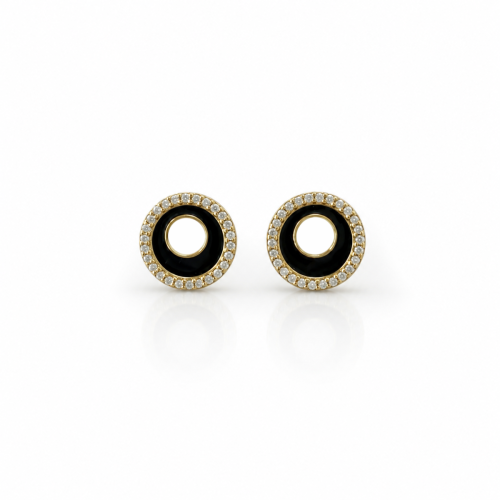 Black Enamel Disc charms Yellow Gold-plated