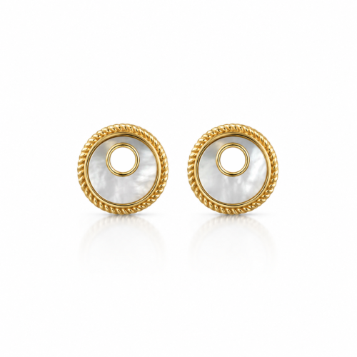 Mother of Pearl Disc charms Yellow Gold-plated