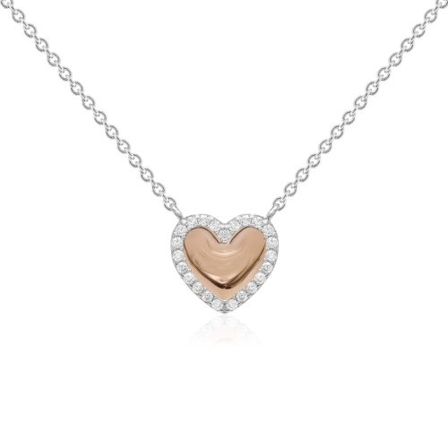 Bubbly Heart Necklace Rhodium/rose gold plated