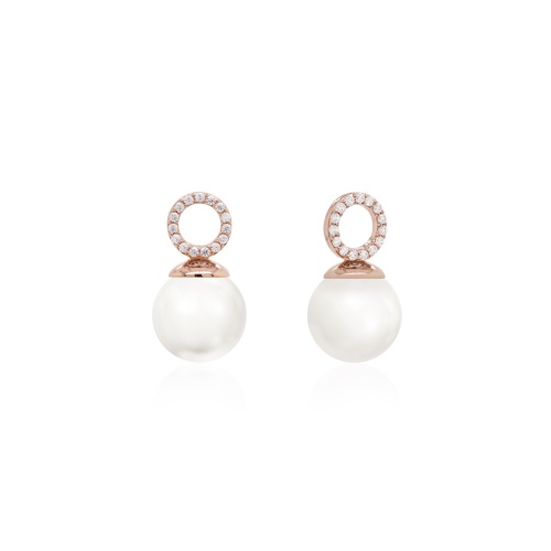 Paauksuoti White Sparkling Pearl auskarų pakabukai (10 mm)