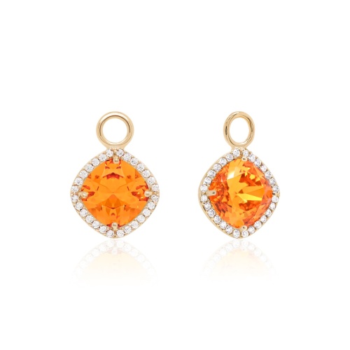 Fancy Stone Charms Yellow-gold plated Dark Orange