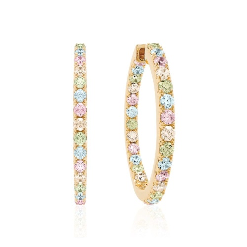Rainbow Infinity Hoops Yellow gold-plated
