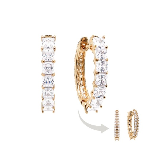 Two-sided Base Earrings Yellow gold-plated