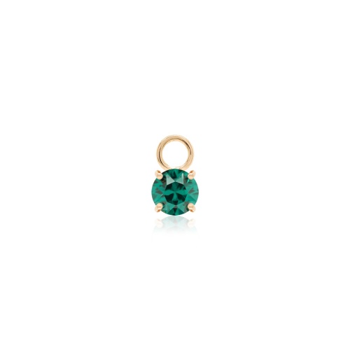 Mini Necklace Charm Yellow gold-plated Emerald