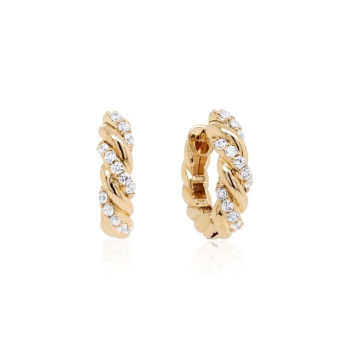 Hoop Earrings Sparkling Knoty Yellow-gold plated