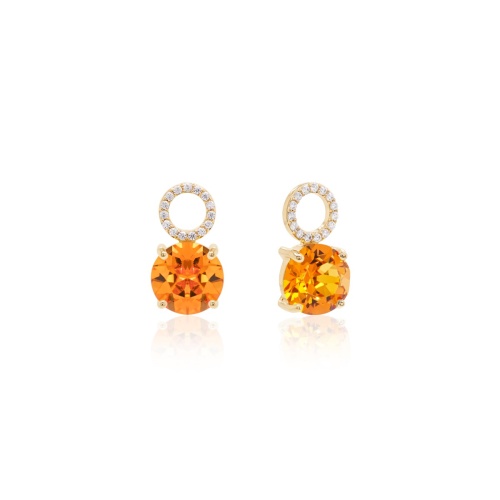 Round Stone Earring charms Yellow gold-plated Dark Orange